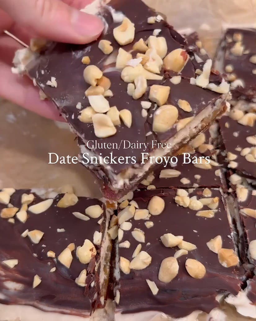 GF/DF Date Snickers Froyo Bars recipe