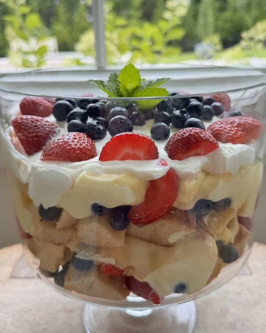 Red, White and Blue Trifle (Easy No-Bake Dessert) recipe
