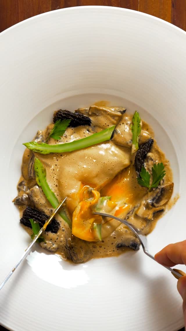 Morel Raviolo with Runny Egg Yolk recipe