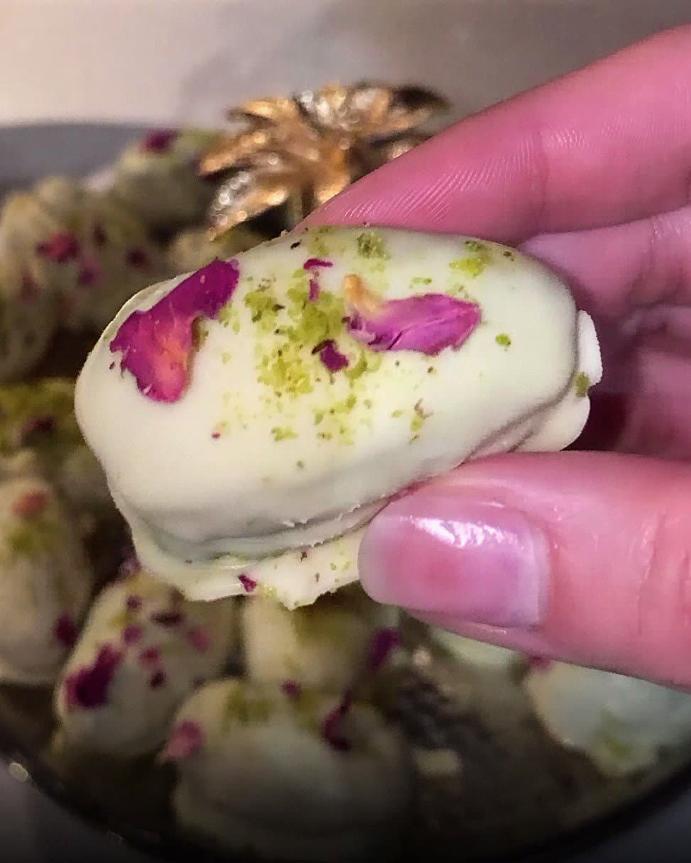 Pistachio Filled White Chocolate Dates recipe