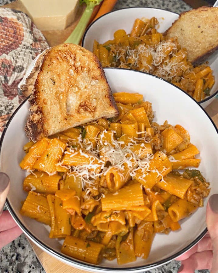 Creamy Sausage & Veggie Rigatoni recipe