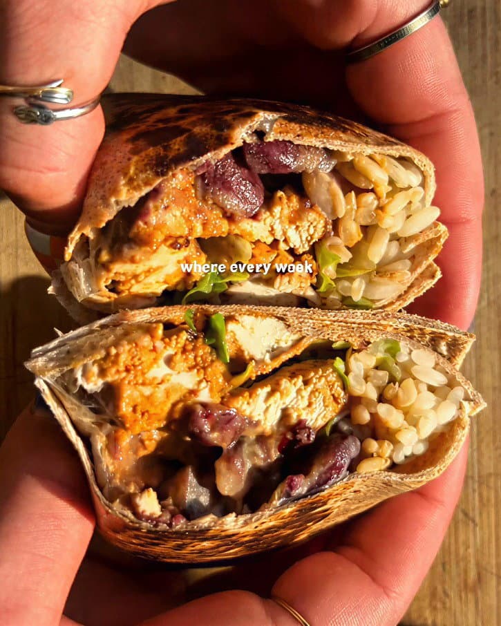 Chipotle Tofu Burrito with Lime Coriander Rice and Chipotle Queso recipe
