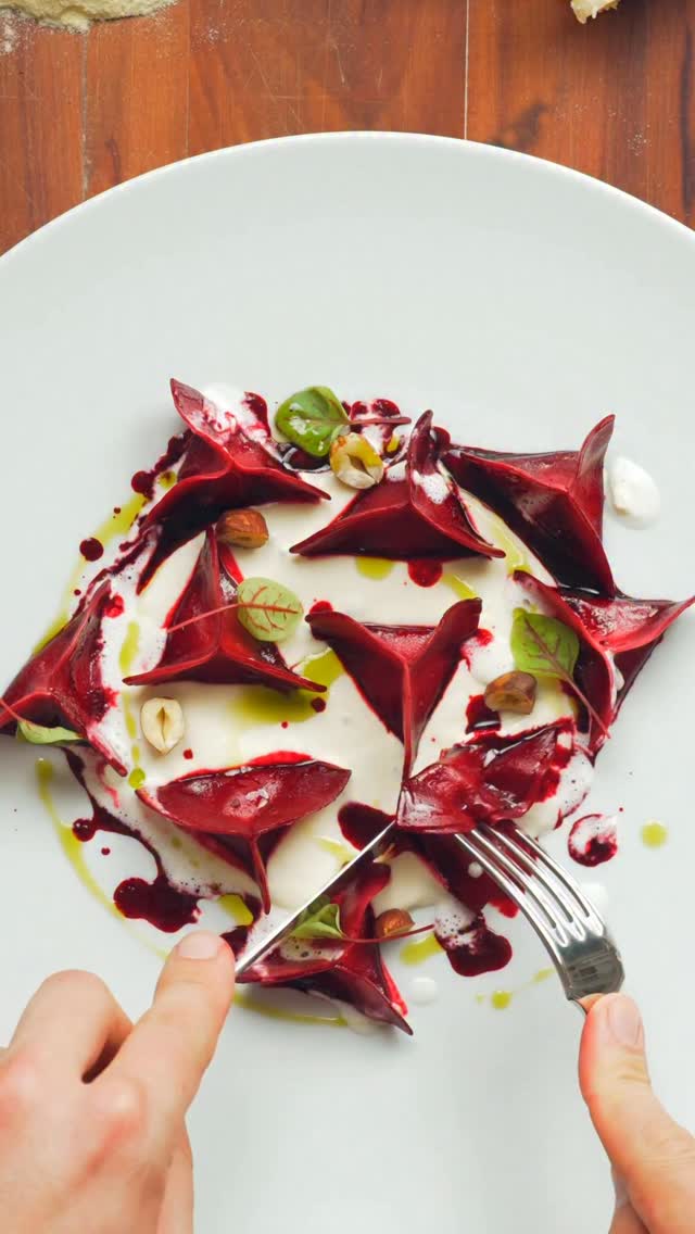 Beetroot Gorgonzola Origami Ravioli recipe