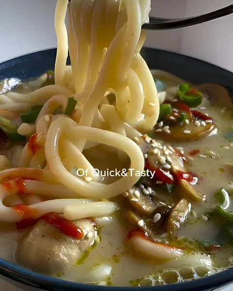 Creamy Mushroom Udon Ramen recipe