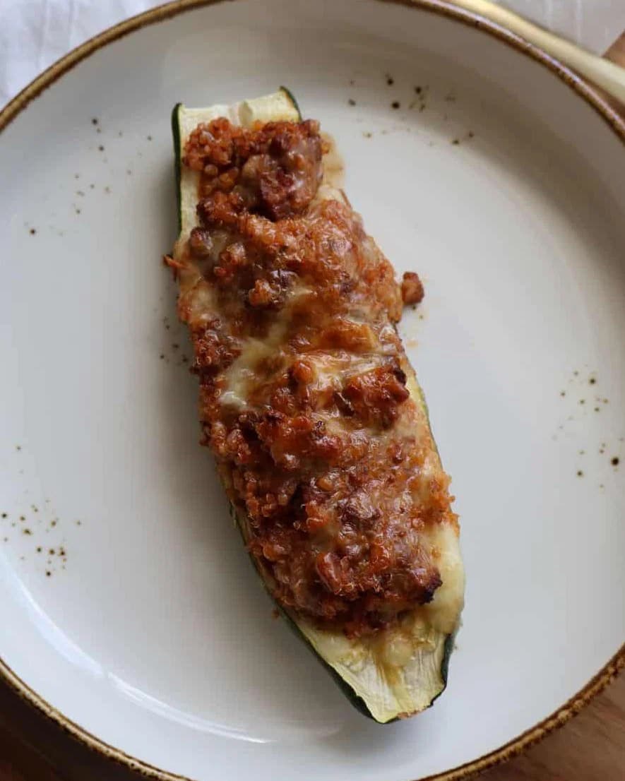 Stuffed Zucchini Boats with Bison & Quinoa recipe