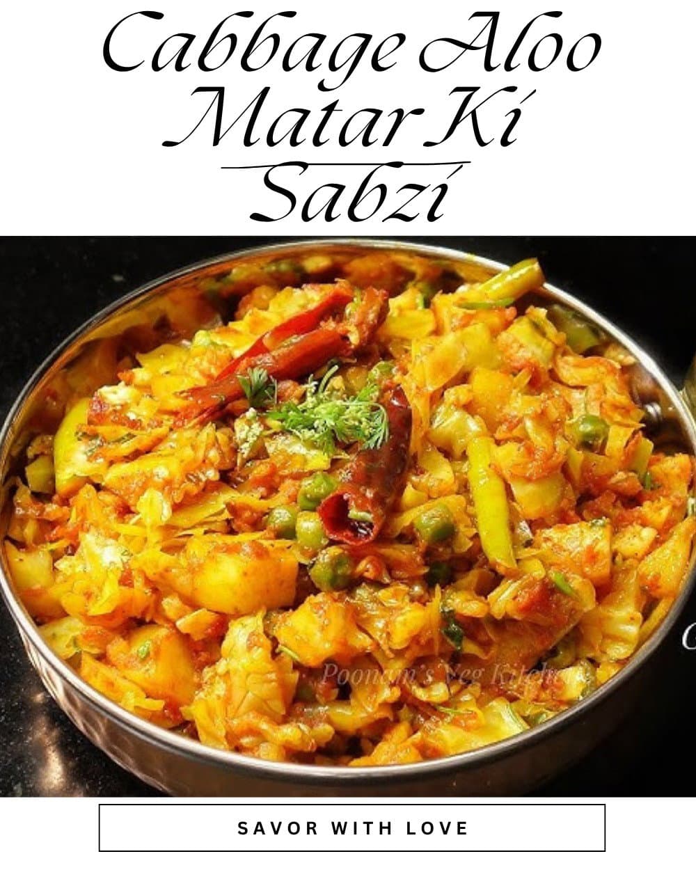 Cabbage Aloo Matar Ki Sabzi recipe
