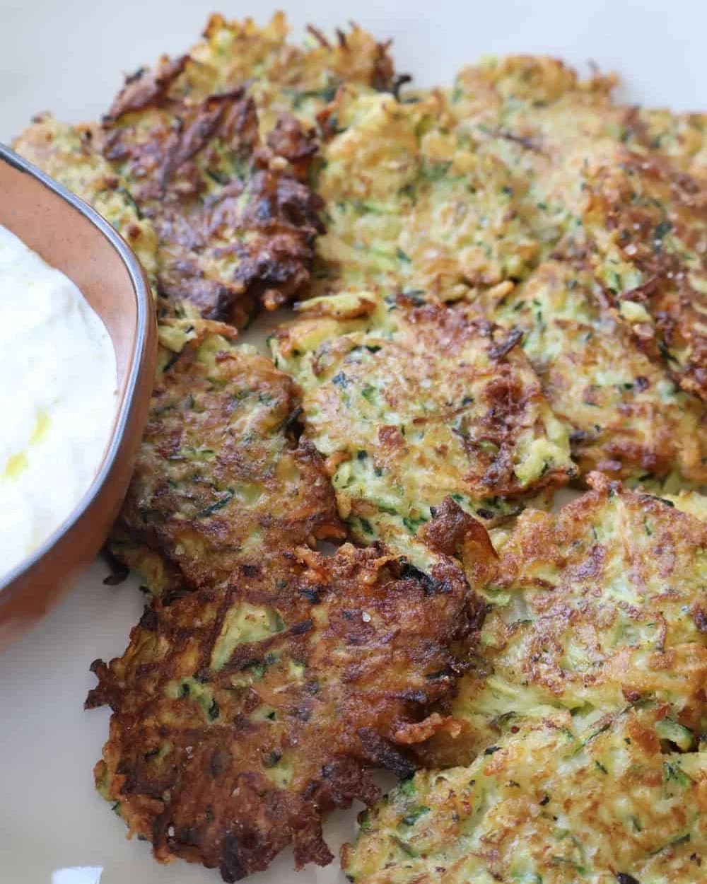 Zucchini Fritters with Yogurt Sauce recipe