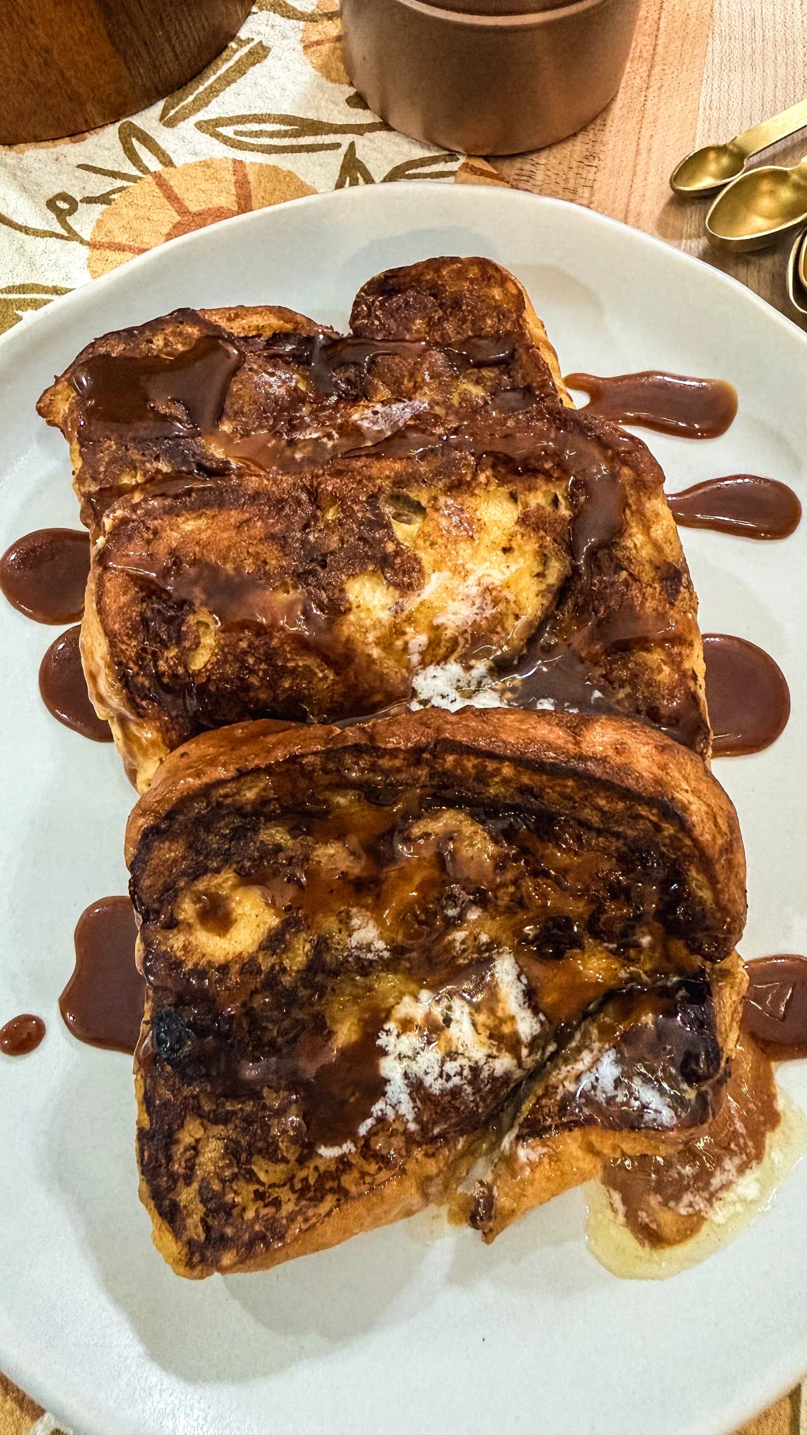 Pumpkin Brioche French Toast with Caramel Pumpkin Spice Drizzle recipe
