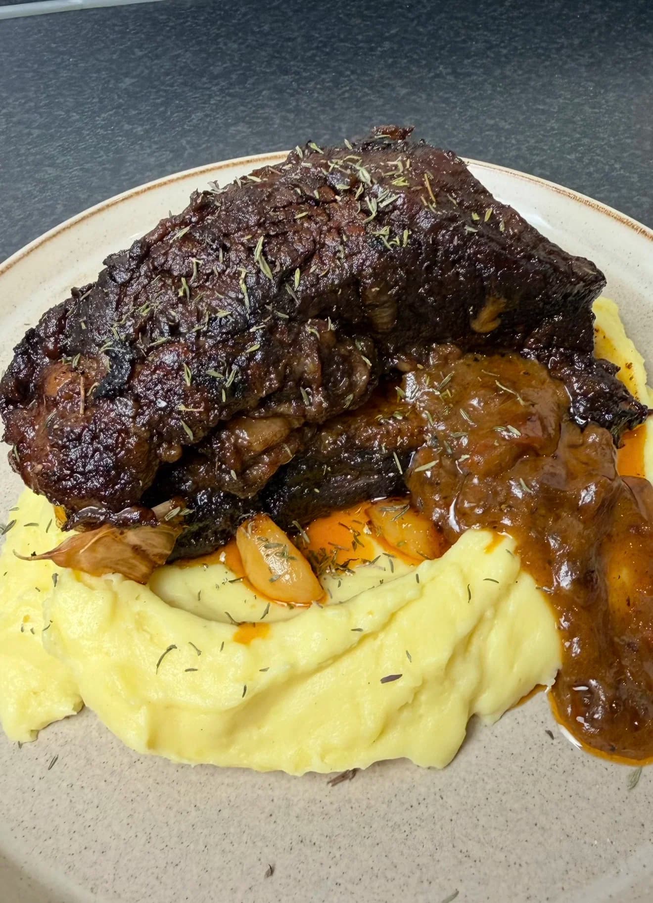 Slow Cooked Short Ribs with Mashed Potatoes recipe