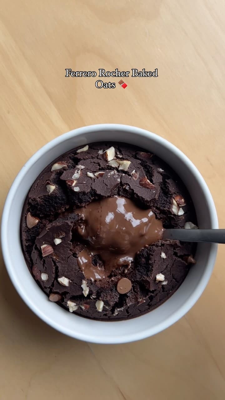 Baked Oats with Chocolate Hazelnut Center recipe