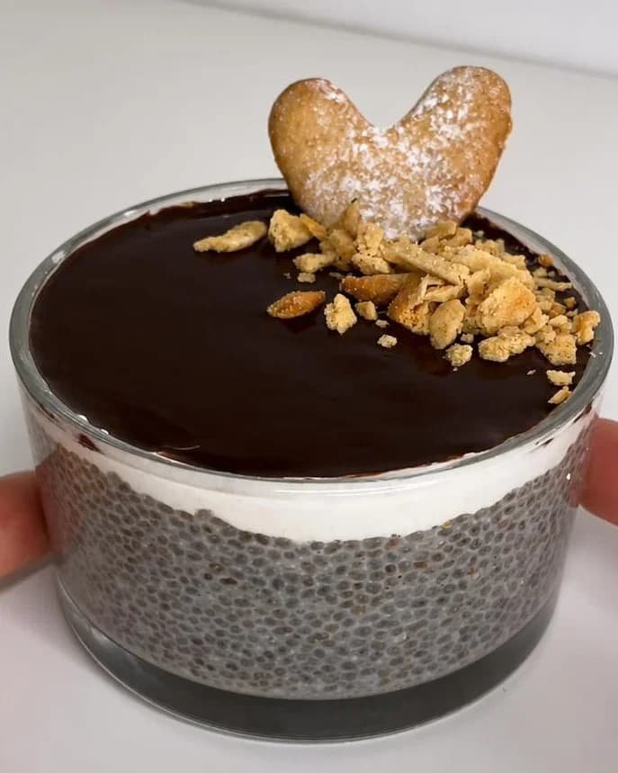 Gingerbread Chia Pudding with Chocolate Crackle Top recipe
