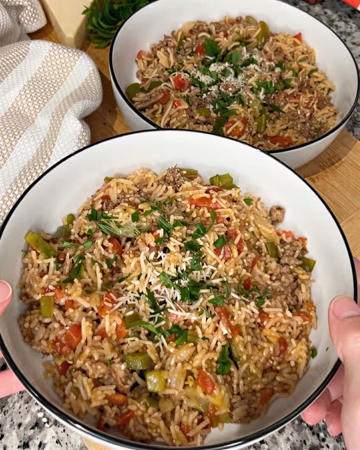 Italian Style Ground Beef and Rice Skillet recipe