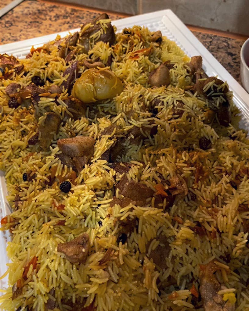 Uzbek Plov with Tomato Salad recipe