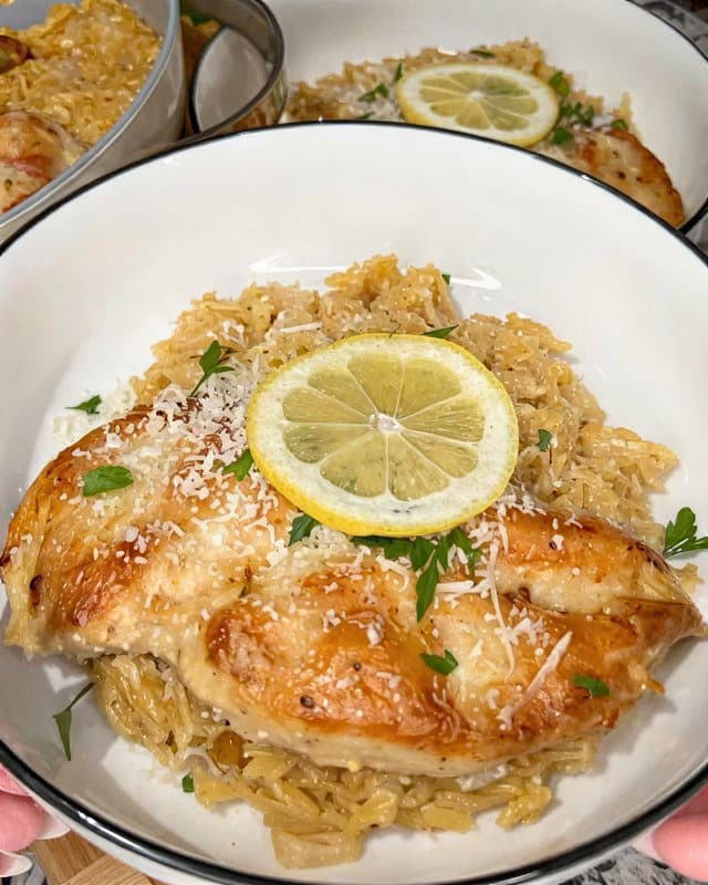 Creamy Lemon & Garlic Orzo with Chicken recipe