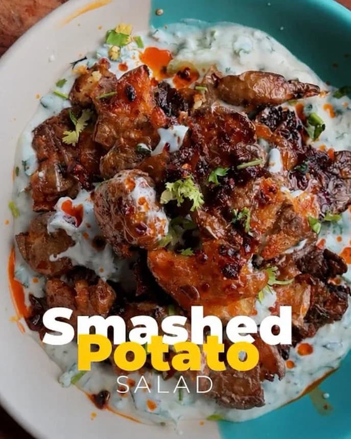 Smashed Garlic Butter Potatoes Salad recipe