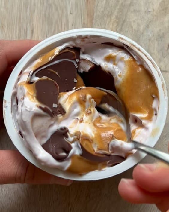 Layered Yoghurt Dessert with Peanut Butter and Chocolate recipe
