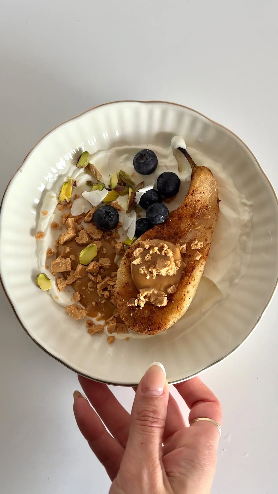 Greek Yogurt Bowl with Caramelised Pear & Spanish Nougat recipe