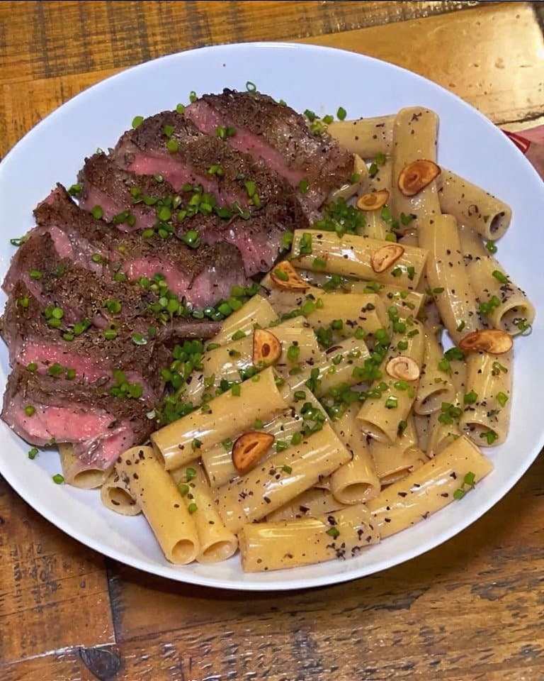 Garlic Steak Truffle Rigatoni recipe