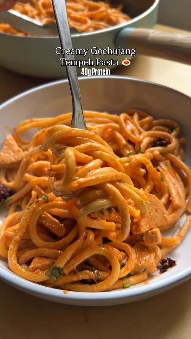 Creamy Gochujang Tempeh Pasta with Tofu Cream recipe