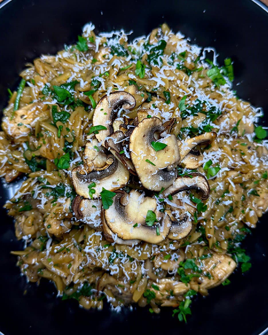 One-Pan Chicken & Mushroom Orzo recipe