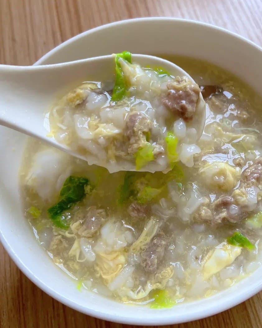 Beef & Lettuce Congee recipe