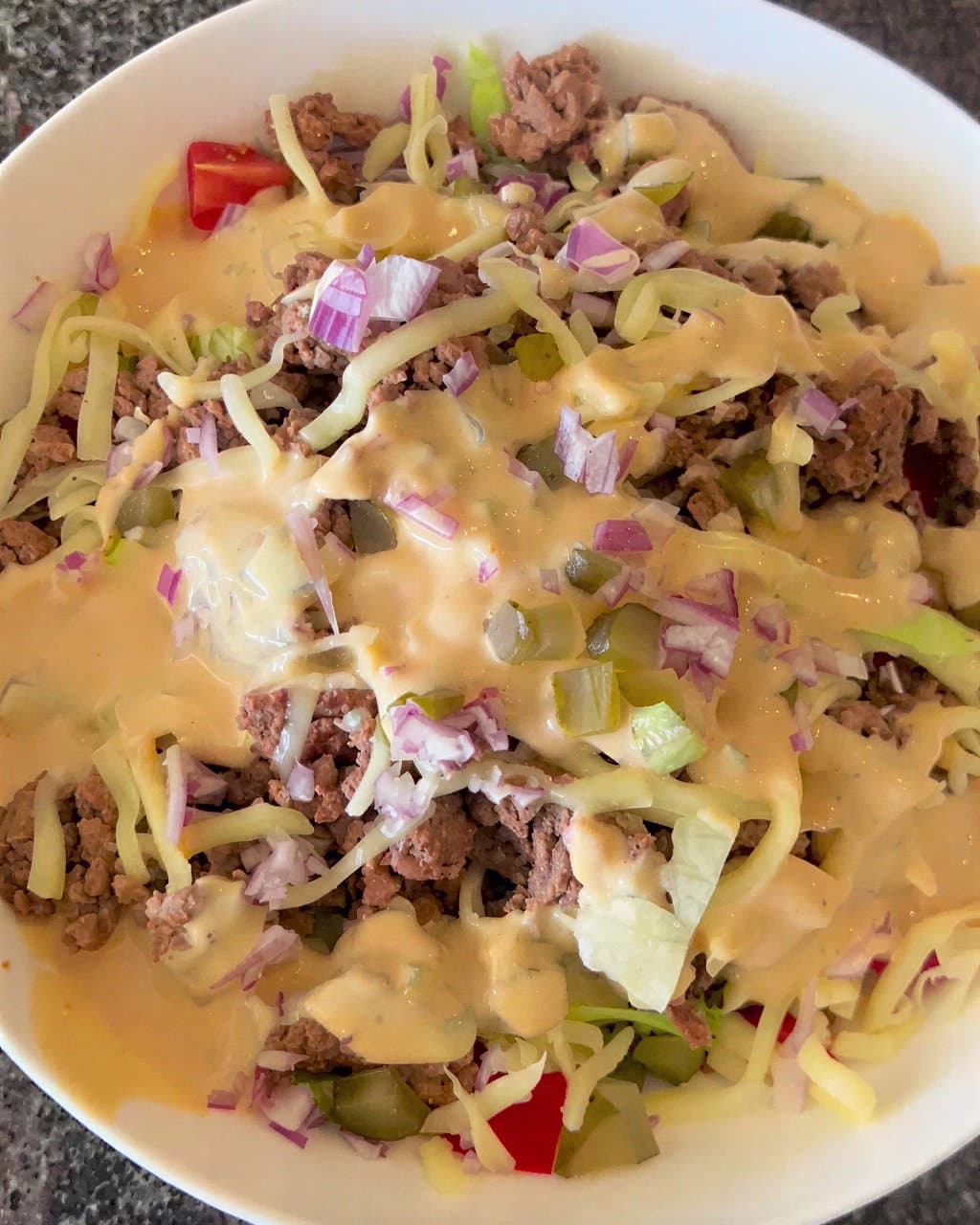 High Protein Low Calorie Burger Bowl recipe
