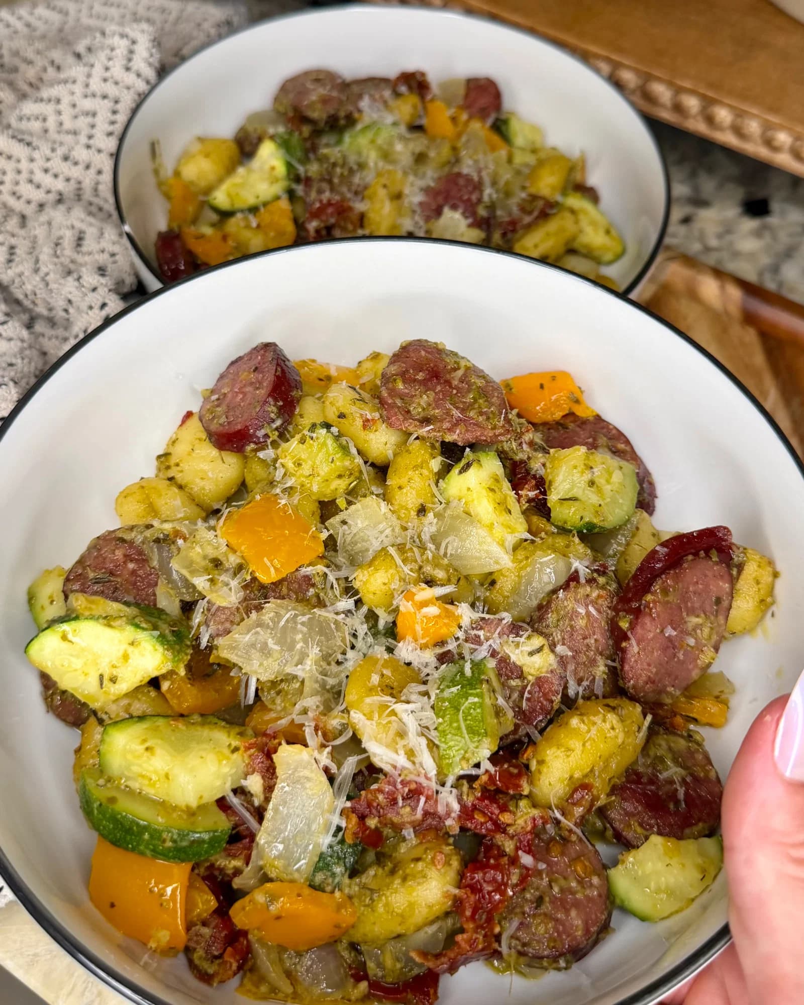 Sheet Pan Pesto and Smoked Sausage Gnocchi recipe