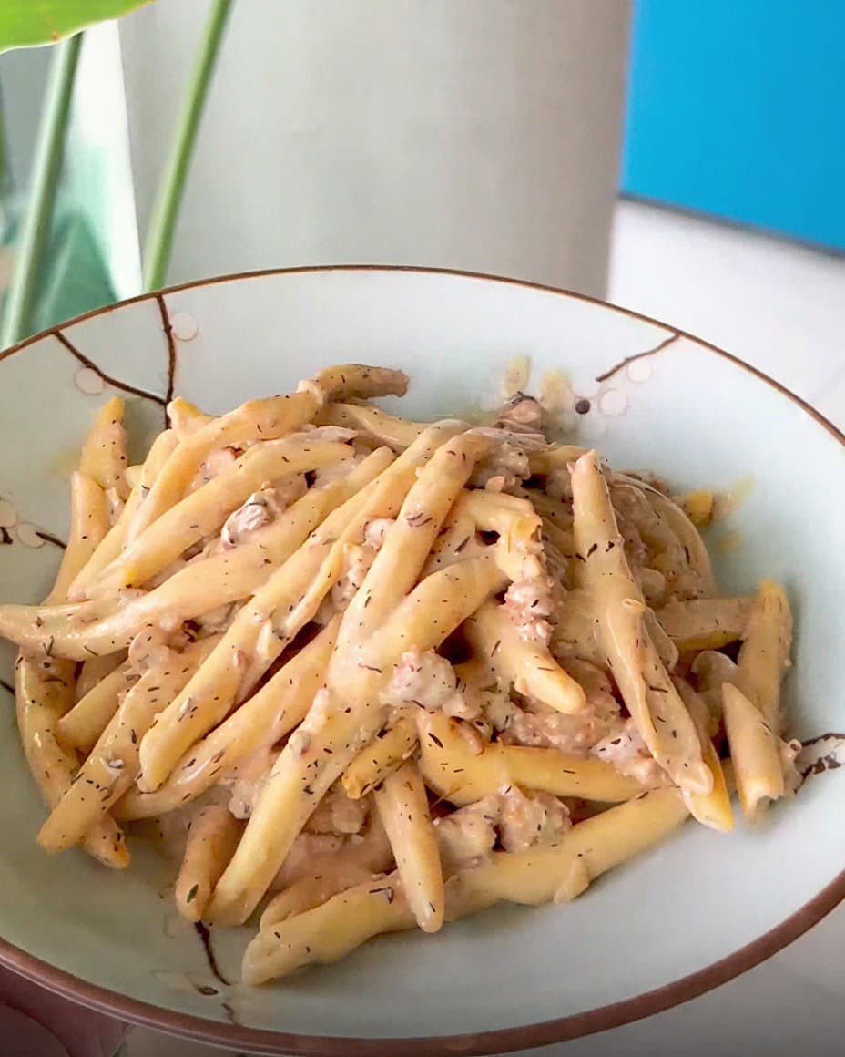 Creamy Sausage Maccheroni Al Ferretto Pasta recipe