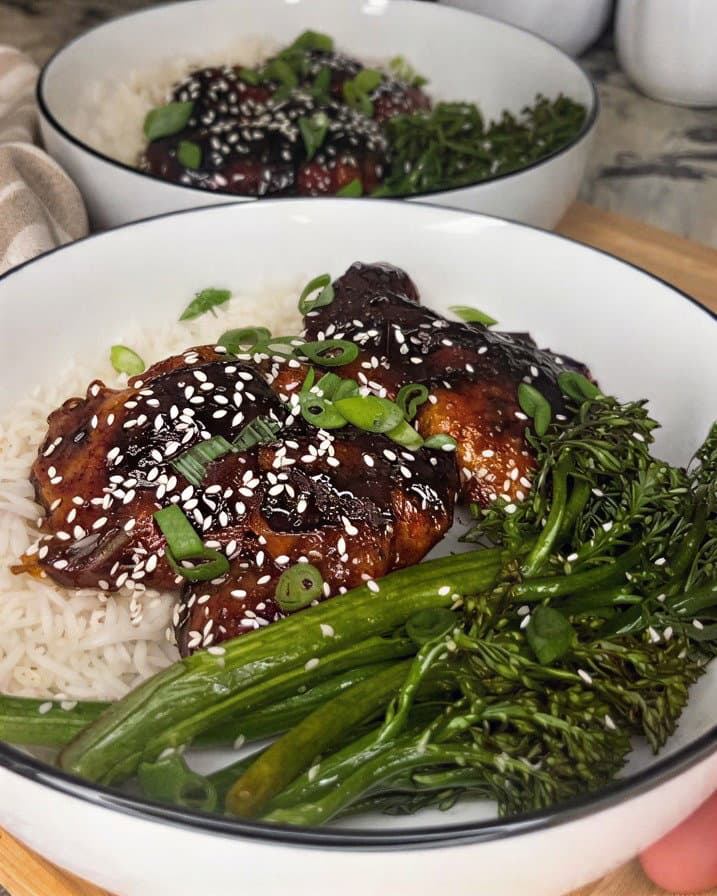 Honey & Soy Glazed Chicken Thighs with Sesame Roasted Broccolini recipe