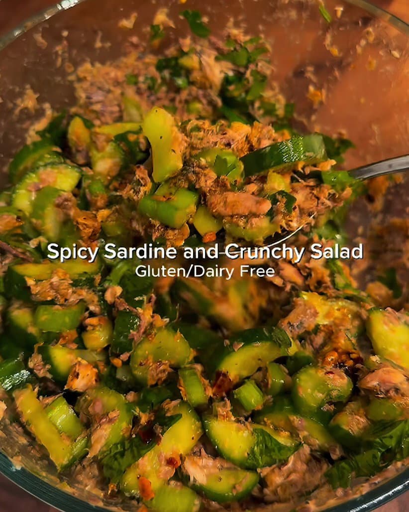 GF/DF Spicy Sardine + Crunchy Salad recipe