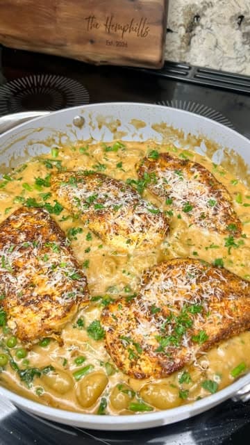 One-Pan Creamy Lemon Gnocchi with Asparagus, Peas, and Chicken recipe