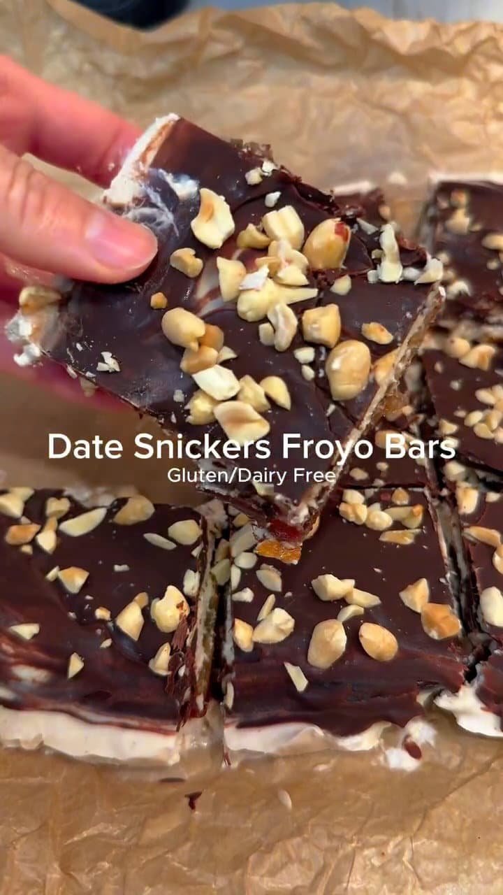 GF/DF Easy Date Snickers Froyo Bars recipe