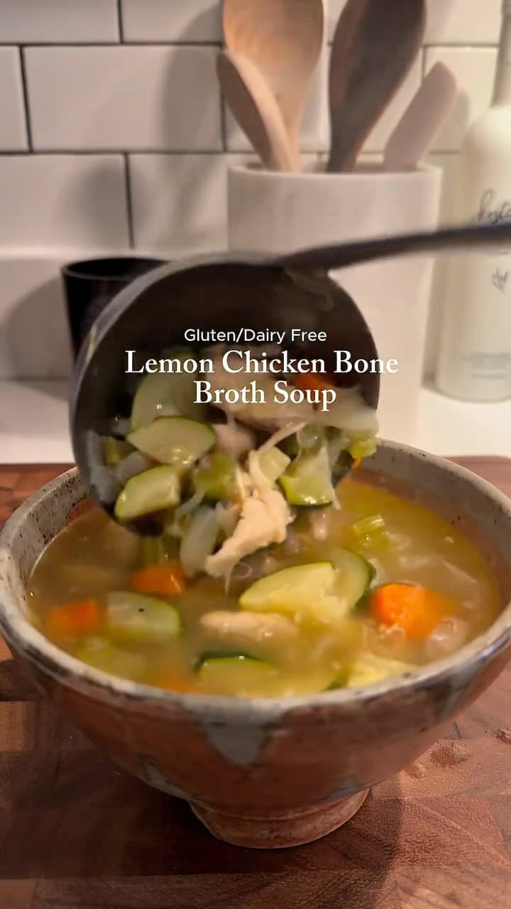 GF/DF Lemon Chicken and Vegetable Bone Broth Soup recipe