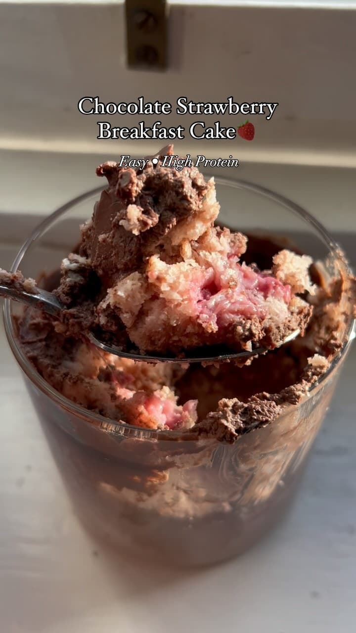 Healthy Chocolate Strawberry Protein Breakfast Cake recipe
