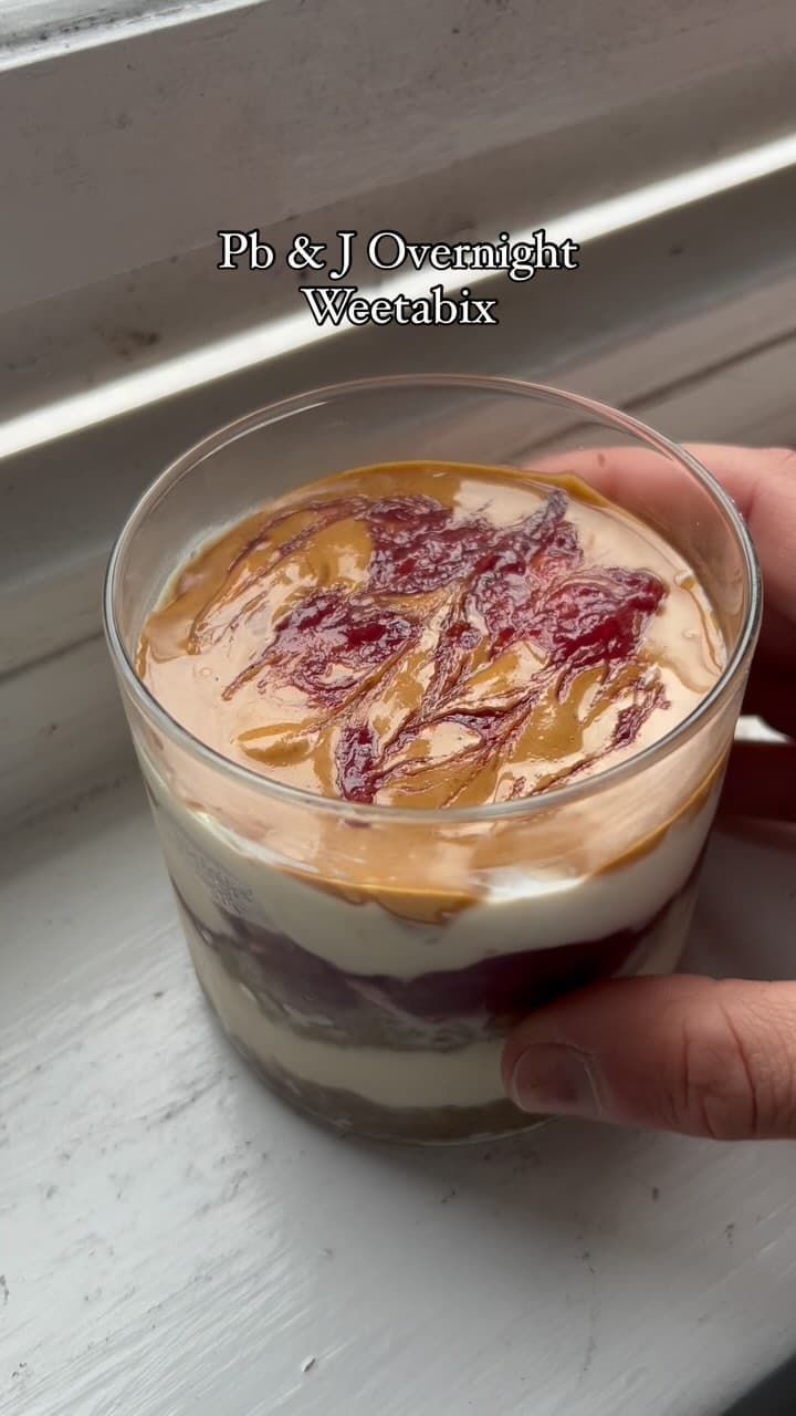 Peanut Butter and Jelly Overnight Weetabix recipe