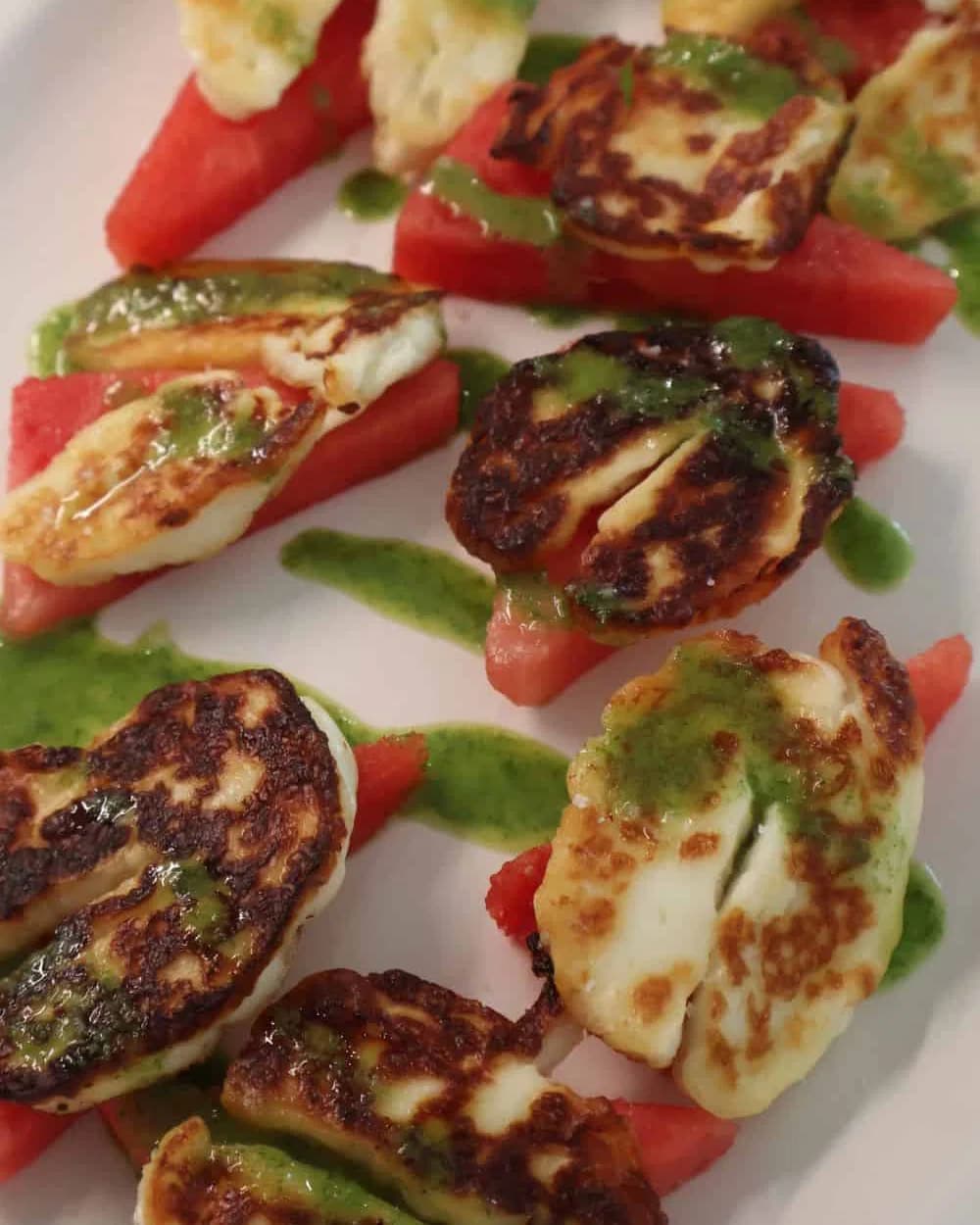 Watermelon Salad with Halloumi & Mint Vinaigrette recipe