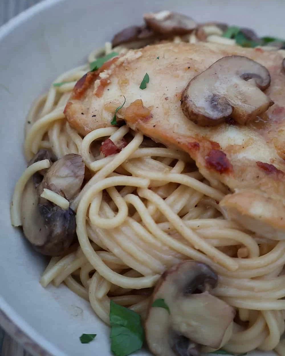 Chicken Marsala Pasta with Mascarpone Cream Sauce recipe