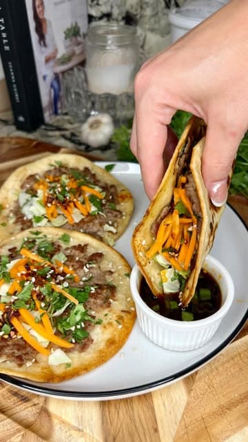 Pork Dumpling Smash Tacos recipe