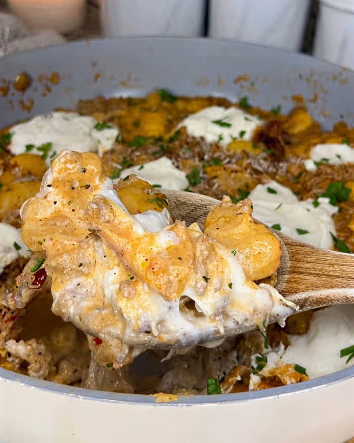 Creamy Ground Turkey and Ricotta Gnocchi Bake recipe