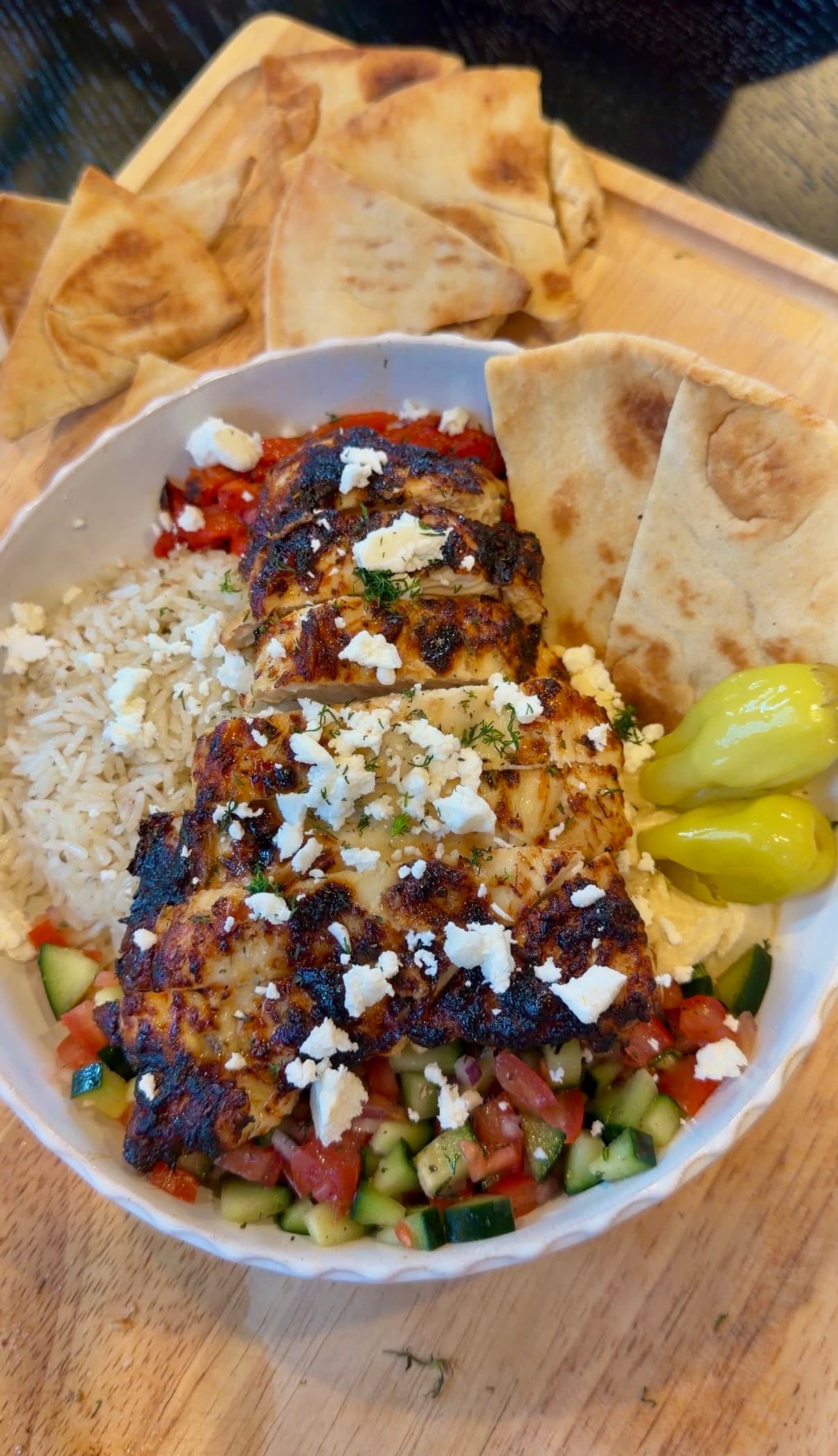 Greek Bowl with Air-Fried Greek Yogurt Chicken recipe
