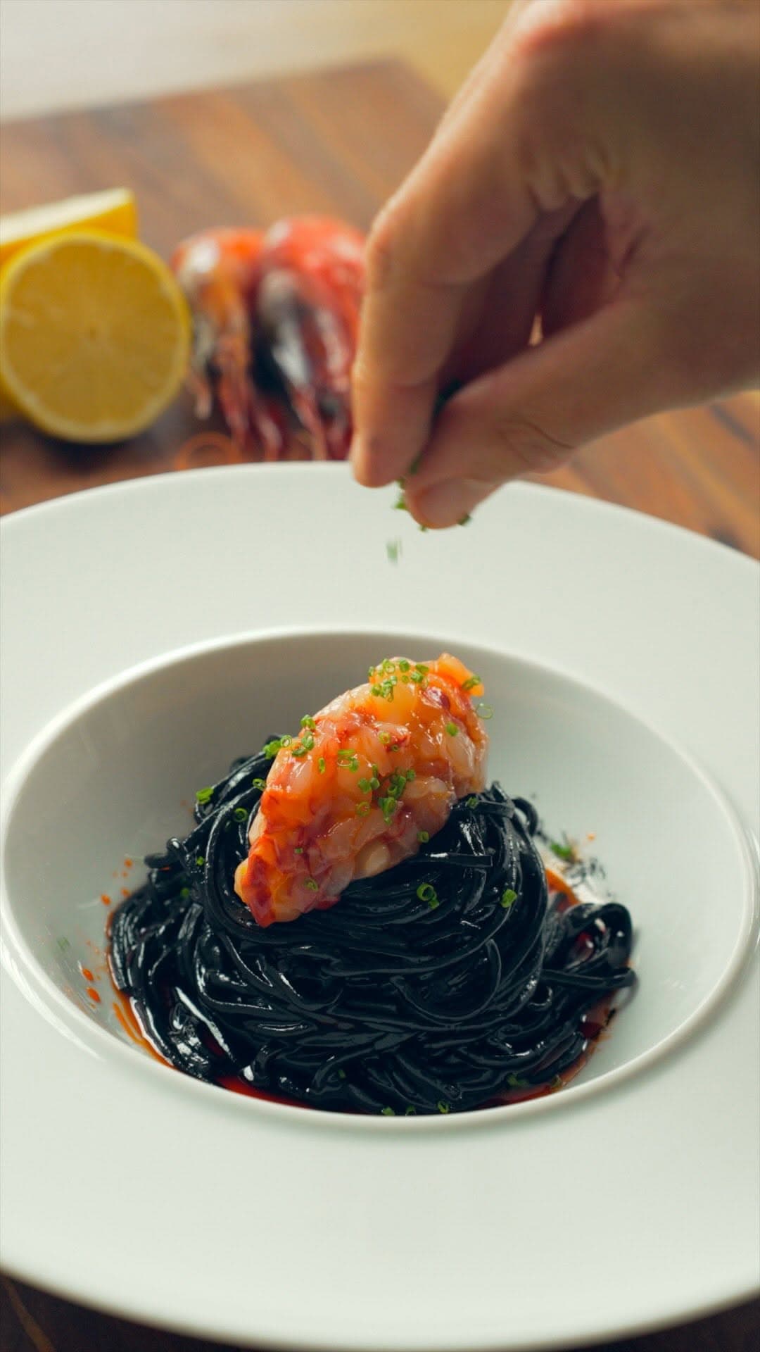 Carabinero Linguini al Nero di Seppia recipe