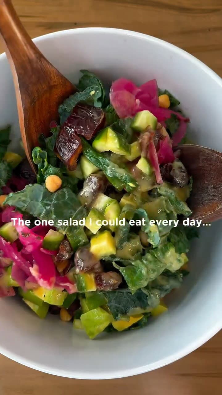 Chickpea Kale Salad with Tahini Honey Dressing recipe
