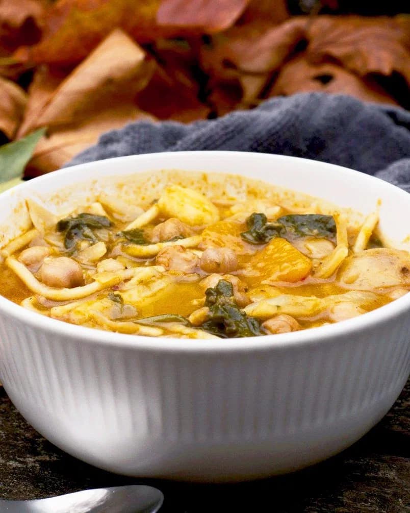 Autumn Vegetable & Chickpea Pasta Soup recipe