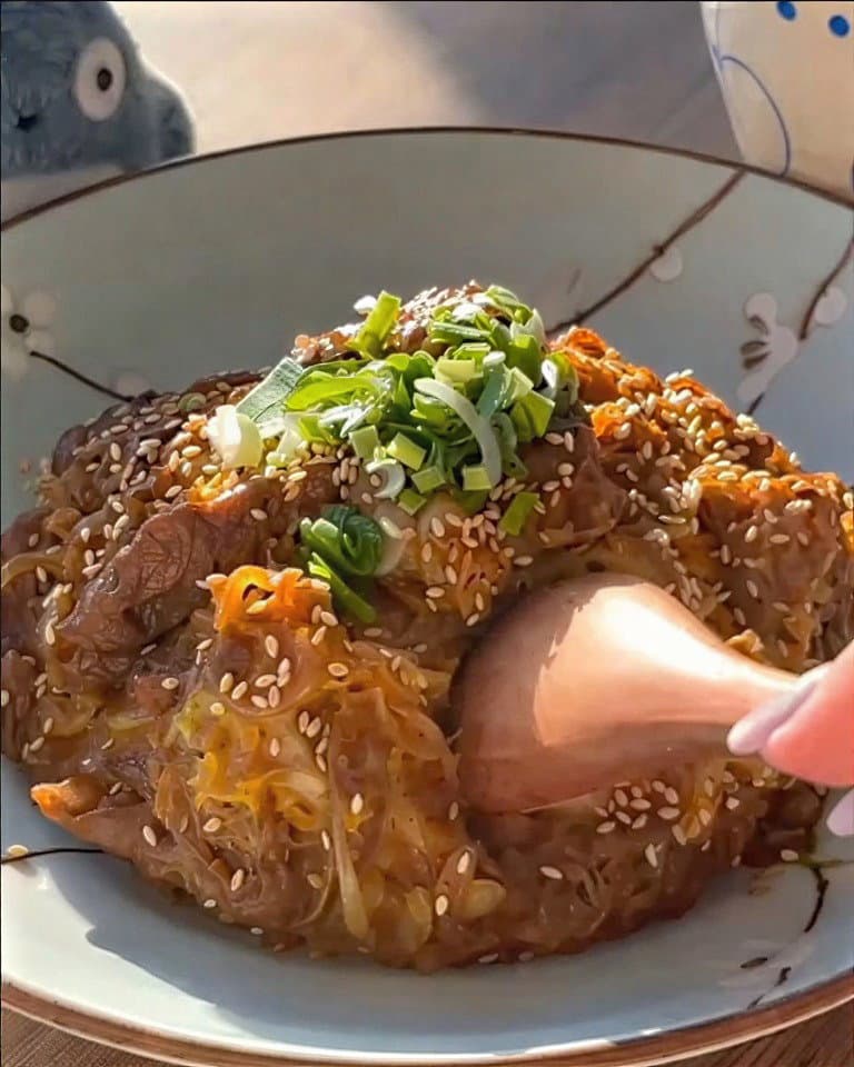 Elevated Silky Egg Gyudon Beef Bowl recipe