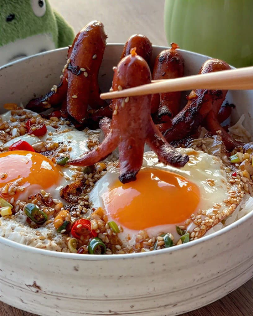 Japanese Sausage and Egg Rice Bowl recipe