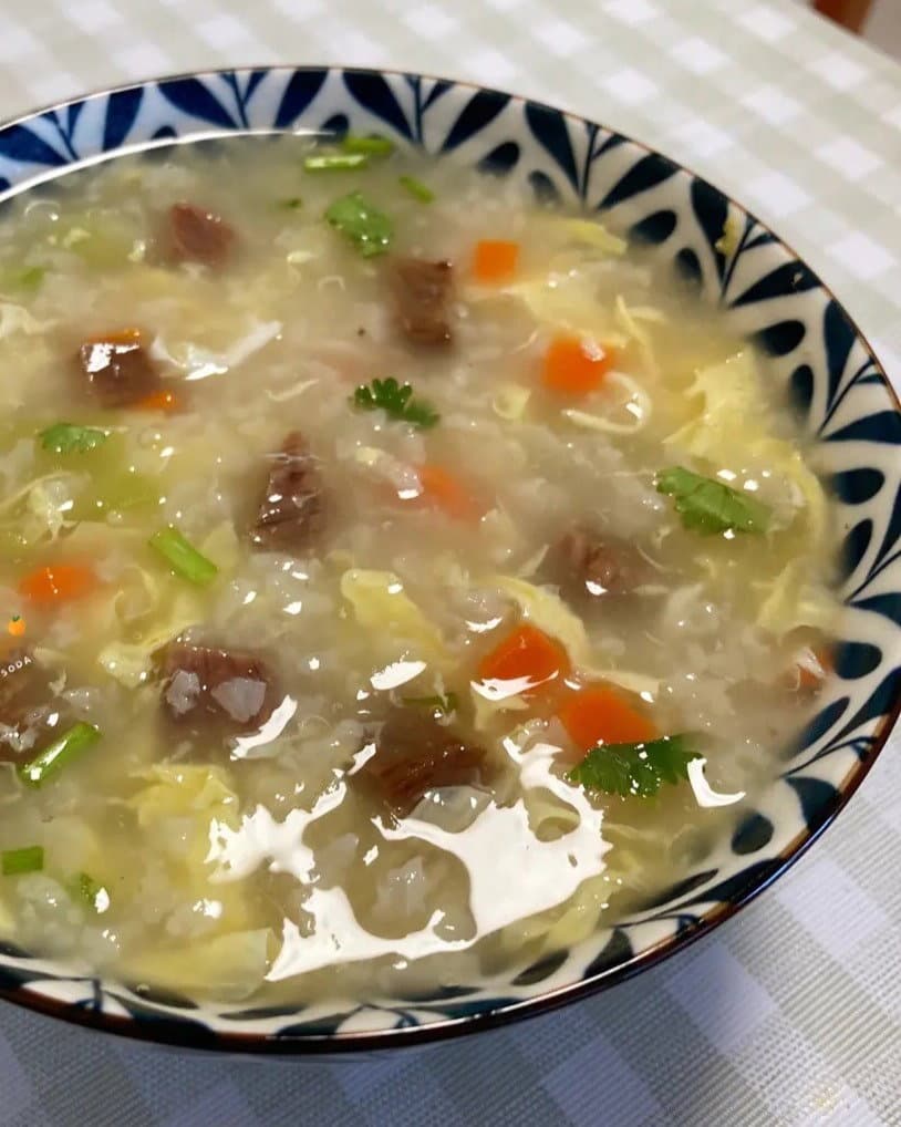 Beef & Egg Drop Congee (KFC Style) recipe