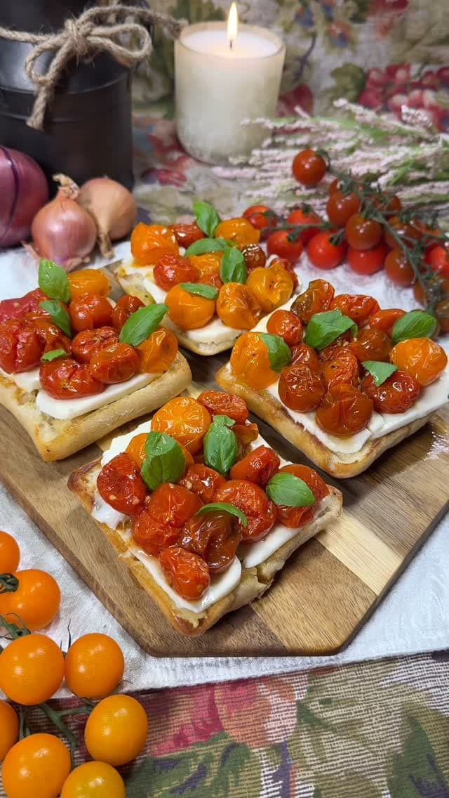 Bruschetta with Mozzarella and Roasted Tomatoes recipe