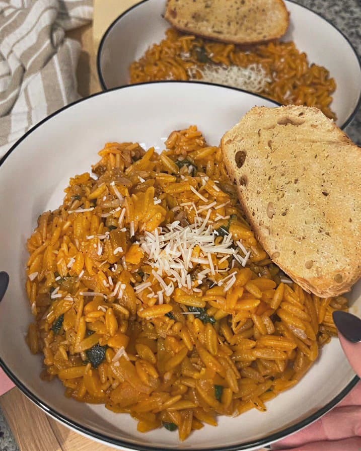 Creamy One-Pan Italian Sausage and Tomato Orzo recipe