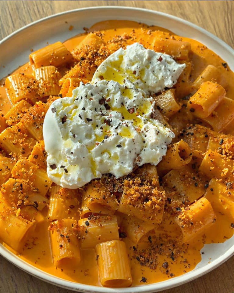 Miso Gochujang Vodka Pasta with Chili Oil Panko Breadcrumbs recipe