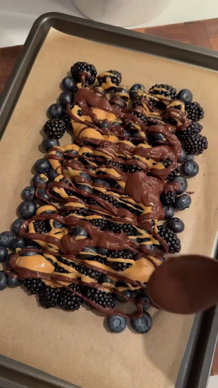 GF/DF Easy Chocolate Peanut Butter Berry Bark recipe